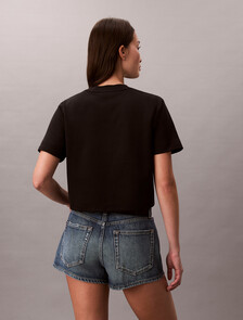 Monogram 標誌短版雙針織 T 恤, Black, hi-res