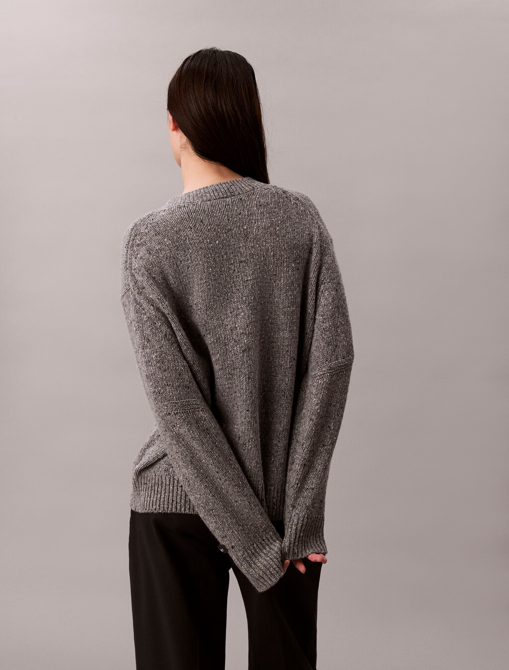 Chunky Relaxed V Neck Sweater, Stoneflag, hi-res