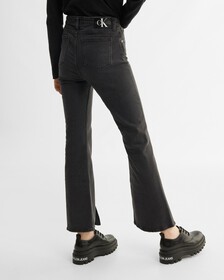 RECONSIDERED HIGH RISE FLARED JEANS, Wsh Blk Twt Side Lg Spl/Rwh, hi-res
