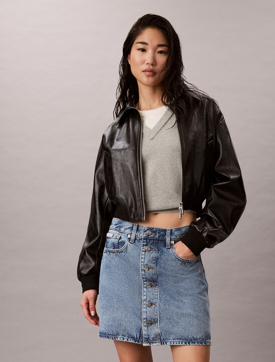 Button Up Denim Mini Skirt