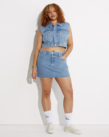 Pride Denim Micro Mini Skirt, Denim Light, hi-res