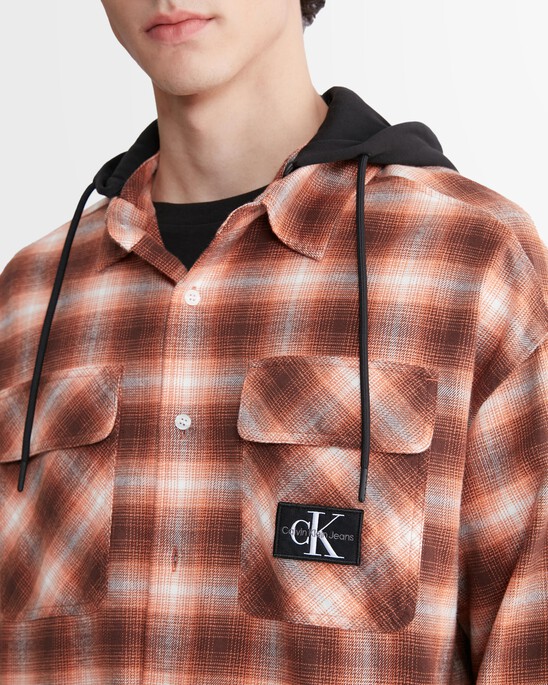 Hooded Plaid Overshirt