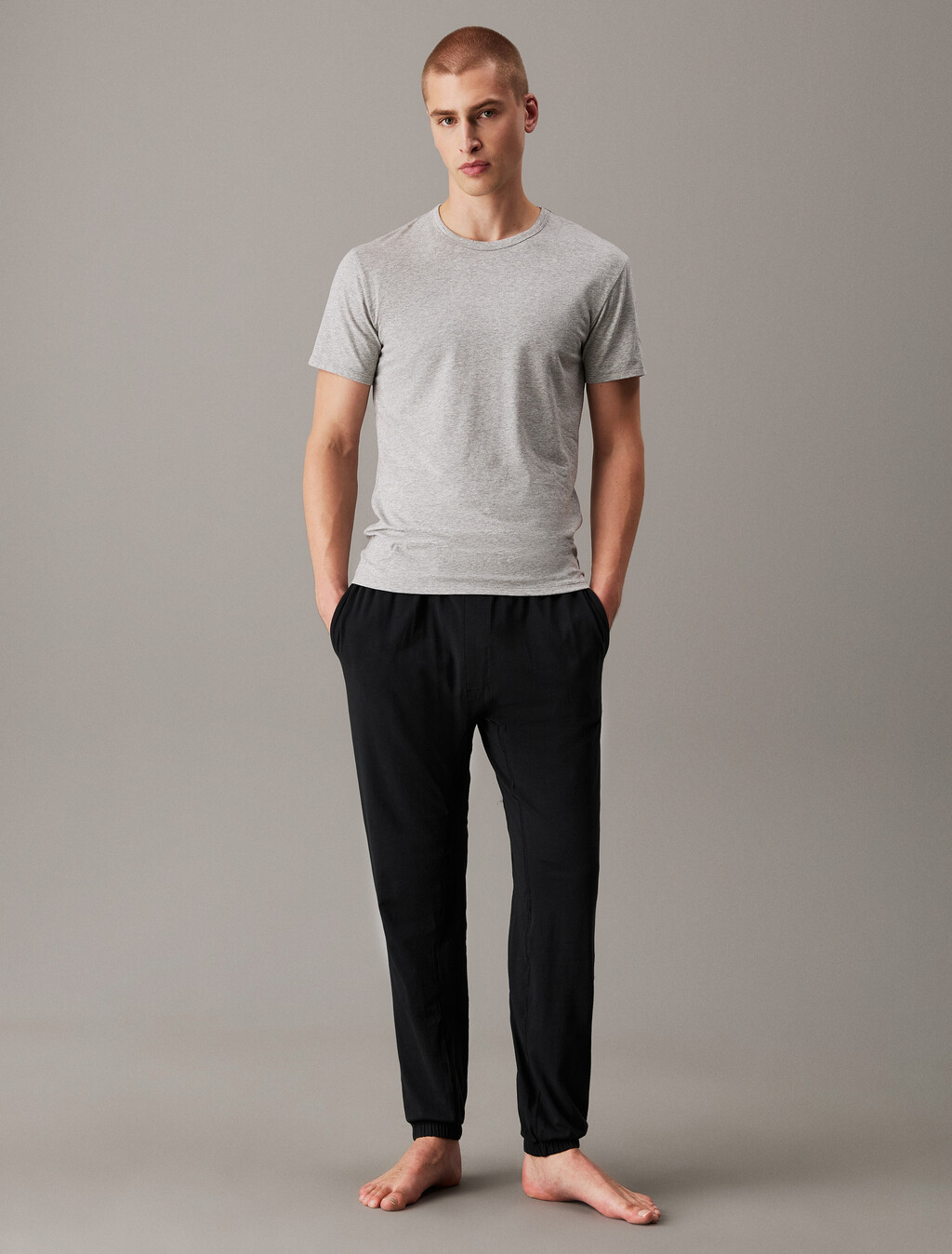 3 件套組彈力棉質圓領 T 恤, BLACK/GREY HEATHER/WHITE, hi-res
