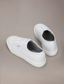 Alvaro - Cotton Canvas Logo Trainers, Triple Bright White, hi-res