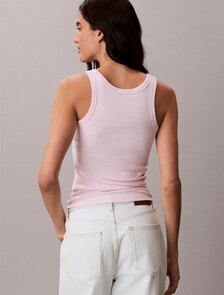 Slim Ribbed Cotton Tank Top, Cradle Pink, hi-res