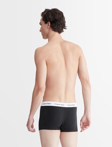 Calvin Klein Cotton Stretch 低腰貼身短版四角褲（3 件組）, BLACK W/ WHITE WB, hi-res