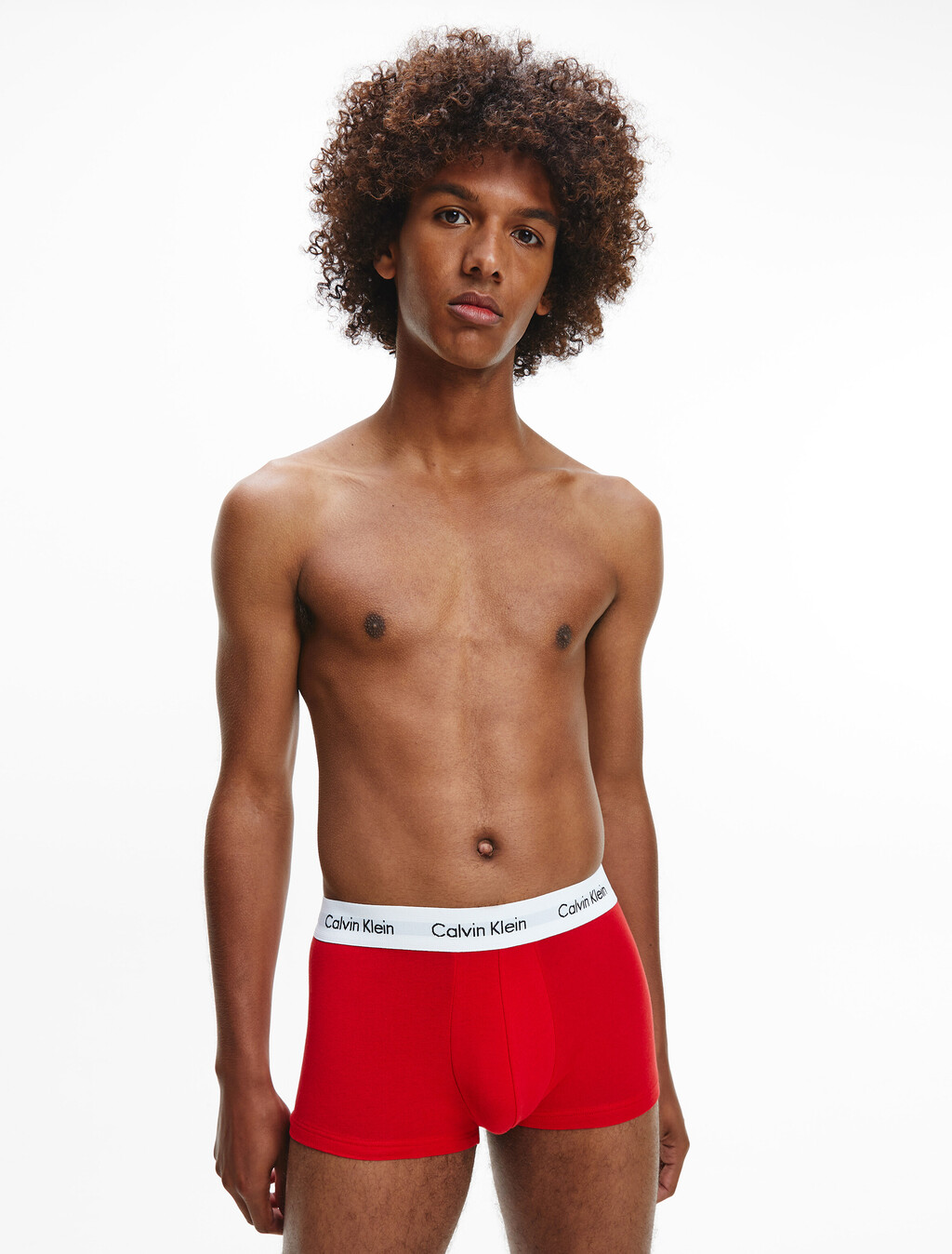 Cotton Stretch 低腰貼身短版四角褲（3 件組）, White/ Pyro Blue /Red Ginger, hi-res