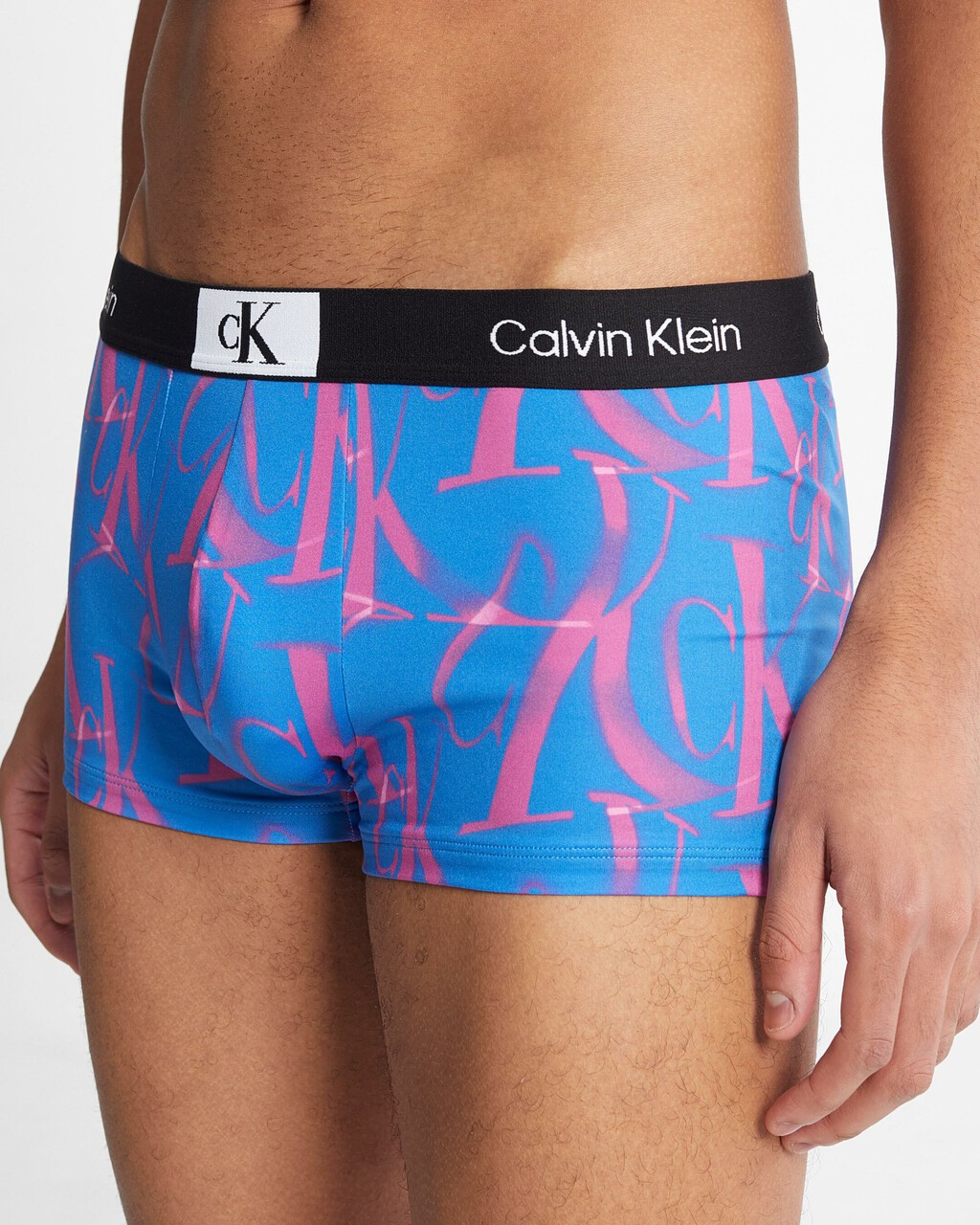 Calvin Klein 1996 Low Rise Trunks, Ghost Warp Logo Print+Campanula, hi-res