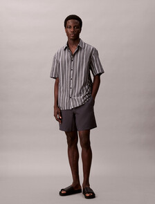 Linen Blend Pull-on Shorts, Ebony, hi-res