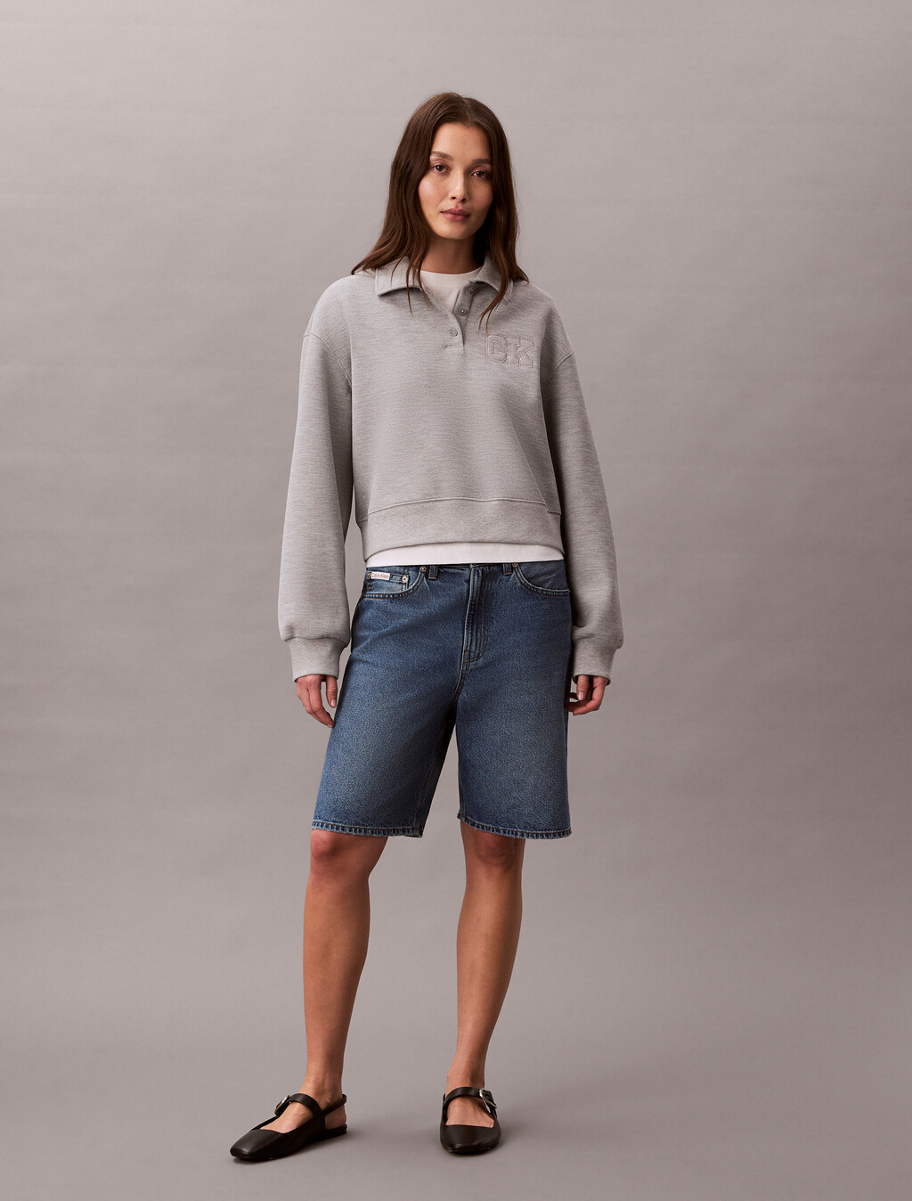 Relaxed Polo Sweatshirt, Heroic Grey Heather, hi-res