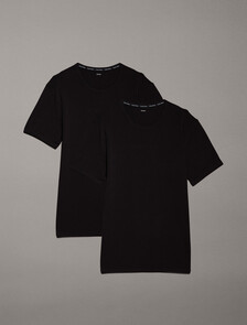 Icon Cotton Stretch Crew Neck T-Shirts 2 Pack, Black/Black, hi-res