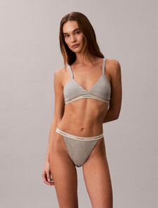 Lightly Lined Triangle Bra - Heritage Cotton Stretch, Grey Heather, hi-res