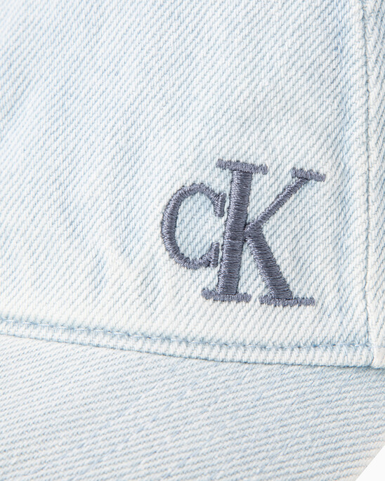 Washed Denim Embroidered Logo Baseball Cap