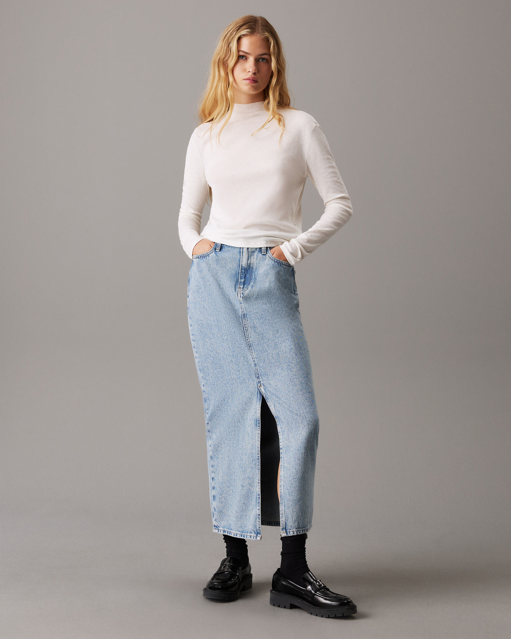 ★ ★ Women's Maxi Denim Skirt J224054 1AA J22405 Denim Maxi Skirt | blue | Calvin Klein Hong Kong
