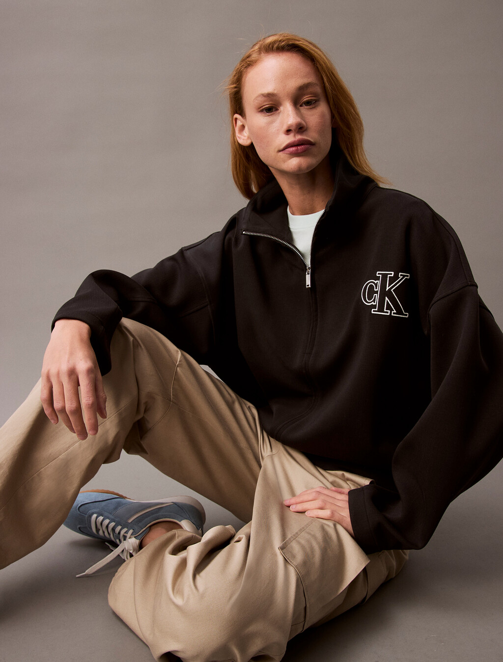 Relaxed Spacer Zip Collar Jacket, Black, hi-res
