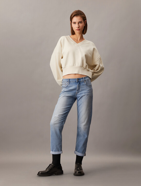 Oversized V Neck Pullover Sweatshirt
