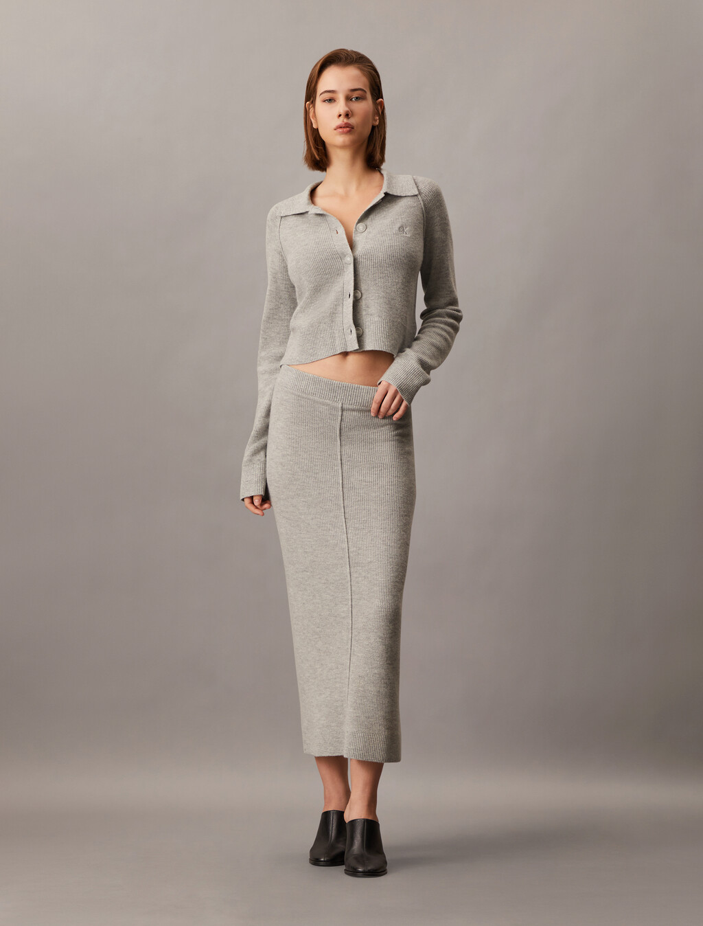 Button Up Cardigan, Light Grey Heather, hi-res