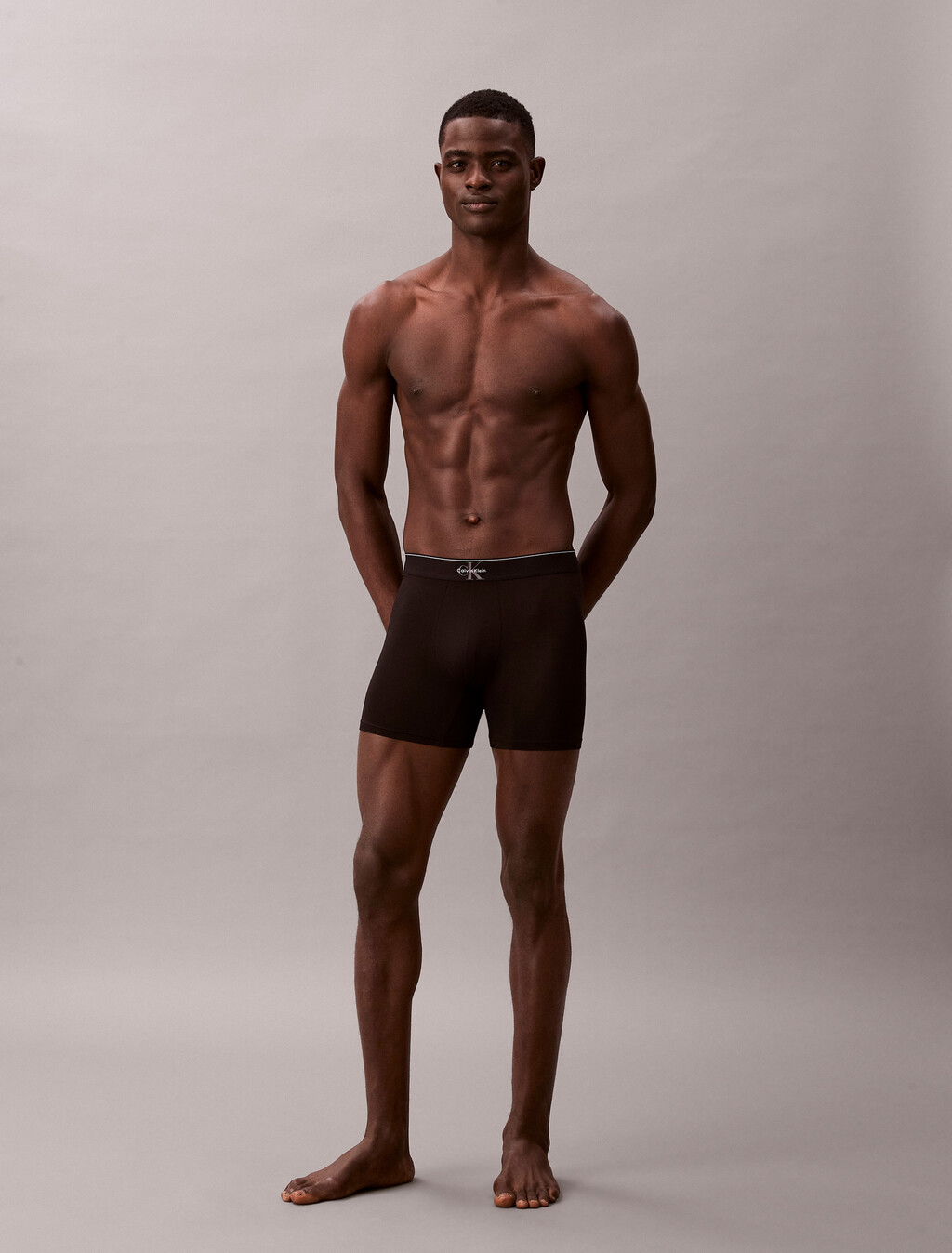 Monogram 超細纖維彈性低腰四角內褲, Black, hi-res