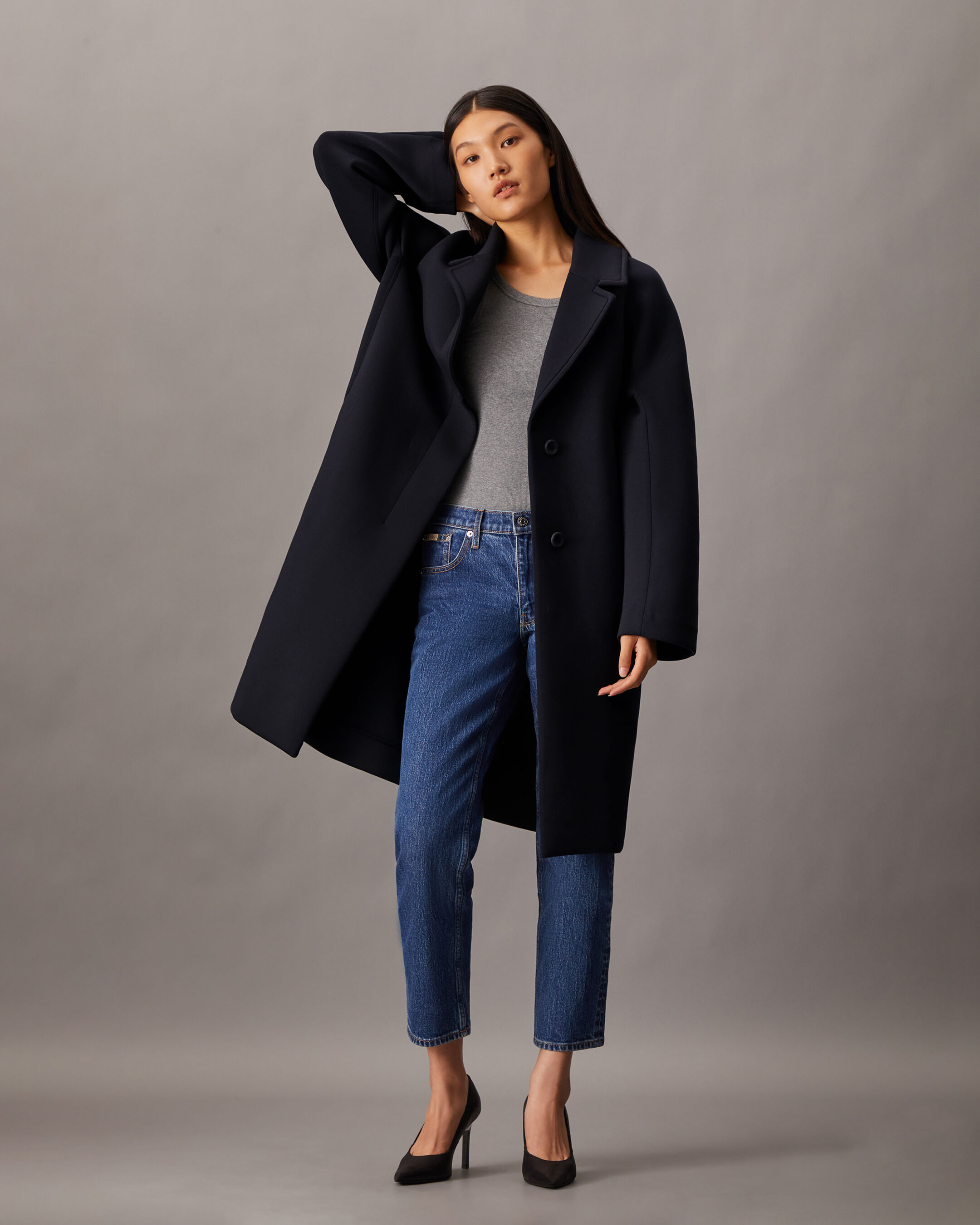 Womens black cocoon coat discount