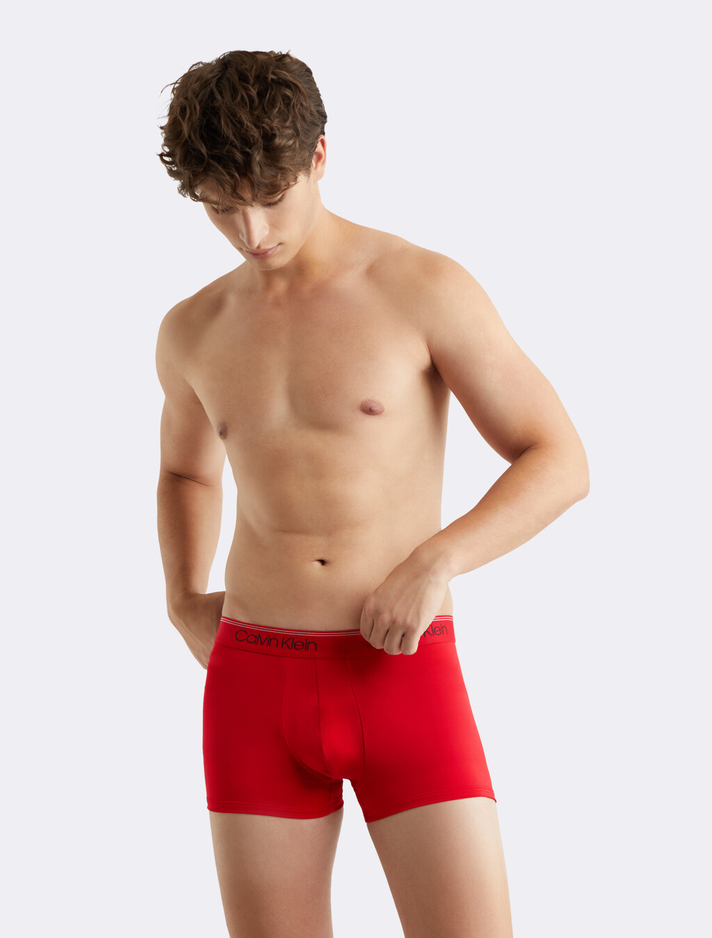 Calvin Klein Logo 低腰貼身短版四角褲 3 件組, 1 Black/ 1 Convoy/ 1 Red Gala, hi-res