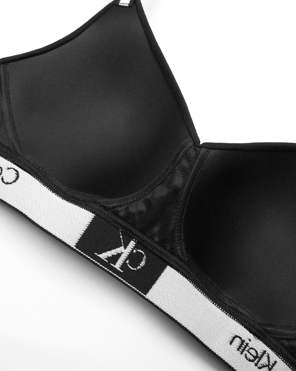 CALVIN KLEIN 1996 LIGHTLY LINED BRALETTE, STENCIL LOGO PRINT+BLACK, hi-res