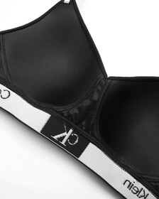 CALVIN KLEIN 1996 LIGHTLY LINED BRALETTE, STENCIL LOGO PRINT+BLACK, hi-res