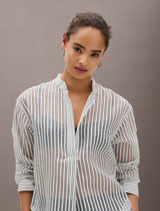 Jacquard Stripe Popover Shirt