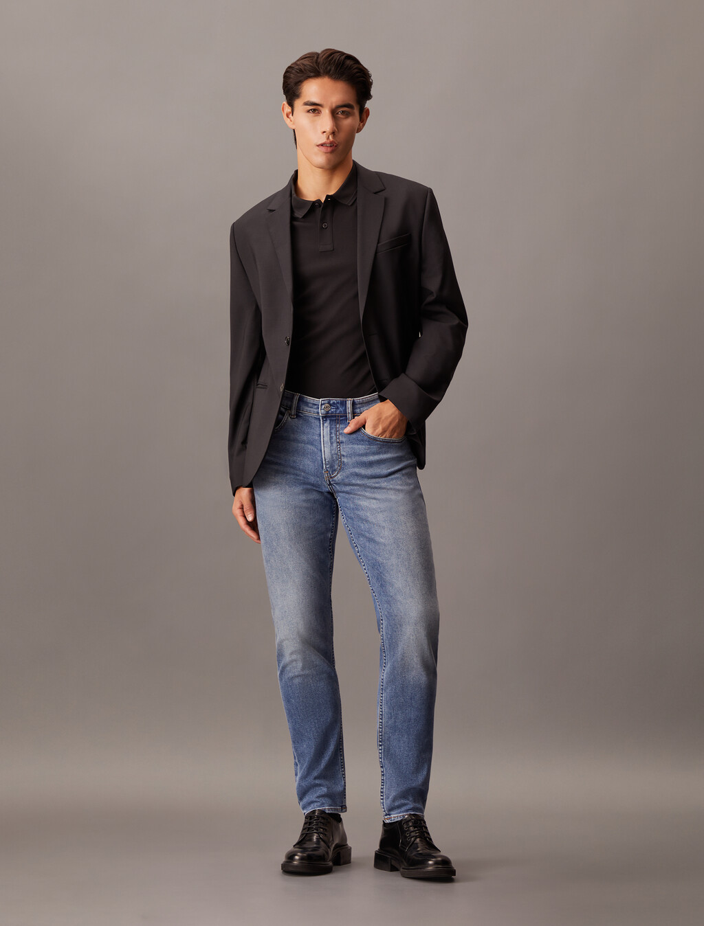 Luxe Lined Body 窄口牛仔褲, Denim Medium, hi-res