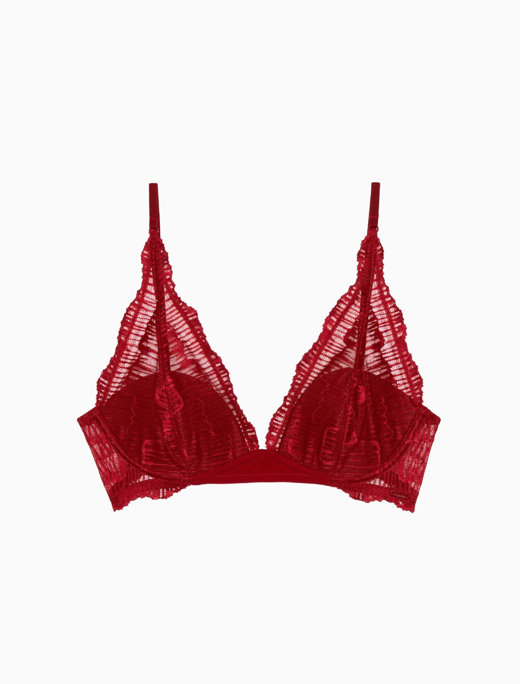 CK Black Linear Lace Lightly Lined Triangle Bra, Red Carpet, hi-res