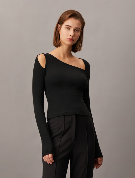 Cut Out Rib Knit Top