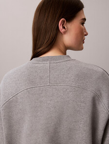 Cotton Fleece Bubble Hem Sweatshirt, Medium Grey Heather, hi-res