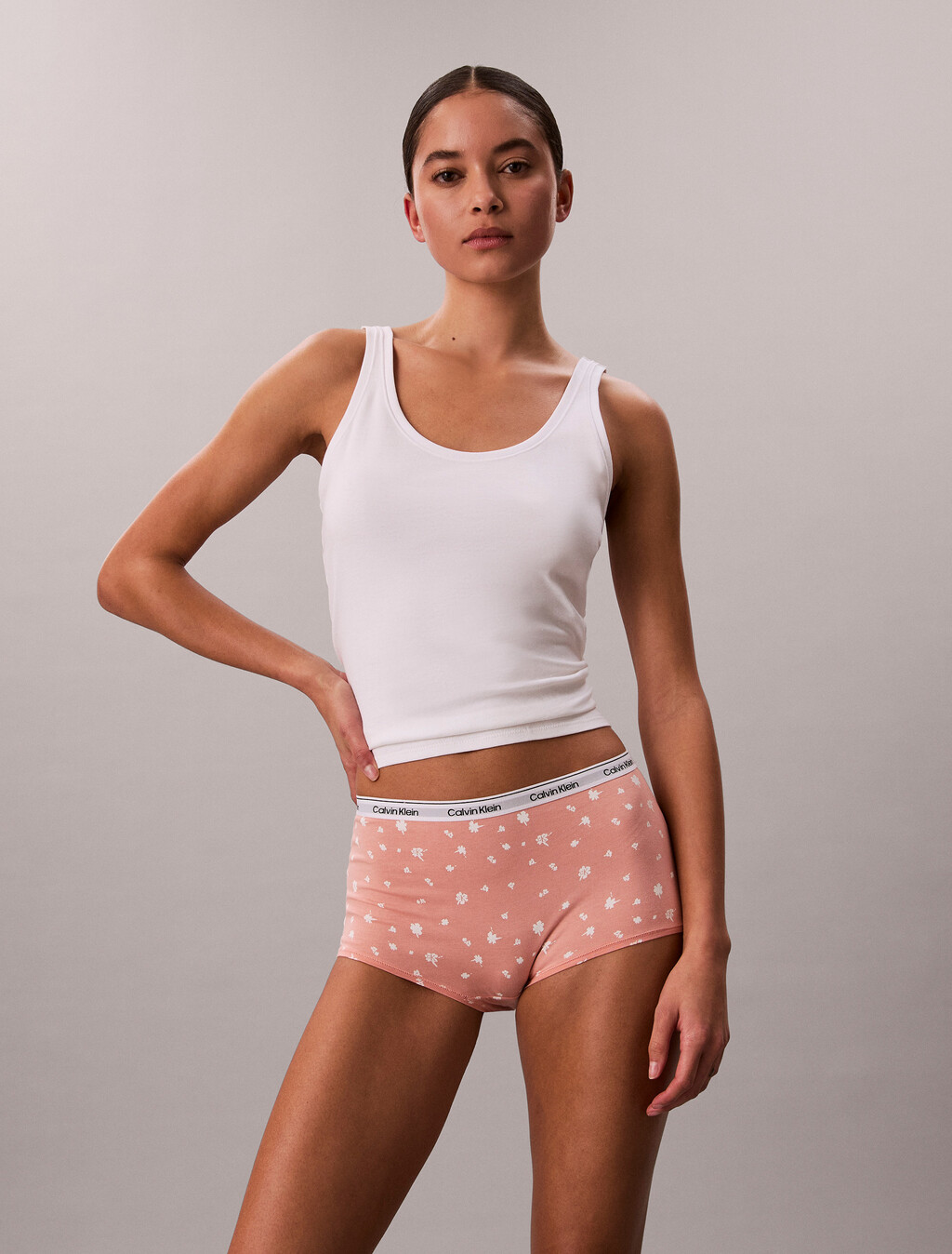 Modern Logo Hipster Panty, Falling Floral Coral Almond, hi-res