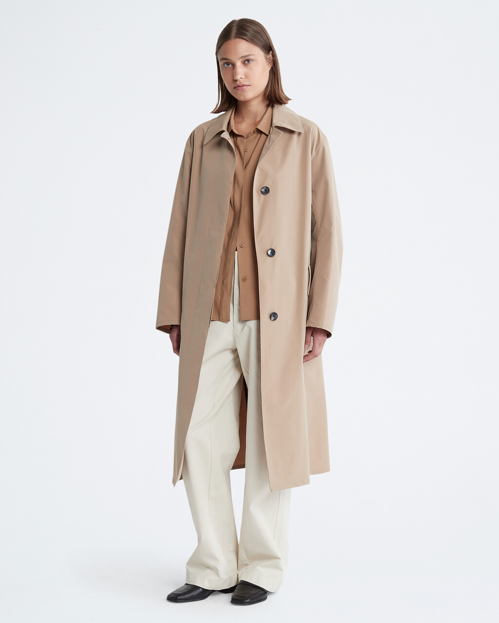 Woven Trench Duster Coat, Cornstalk, hi-res