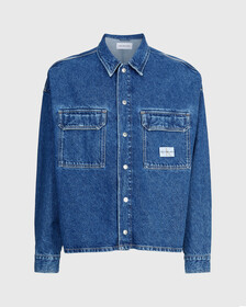 RECYCLED DENIM UTILITY SHIRT, Denim Dark, hi-res