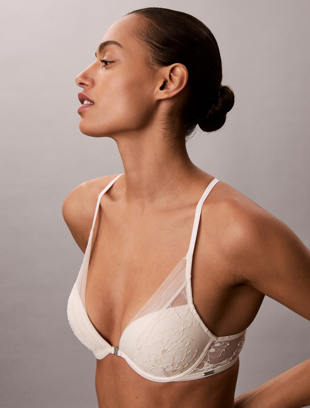 CK Black Bridal Push Up Plunge Bra, Antique White, hi-res