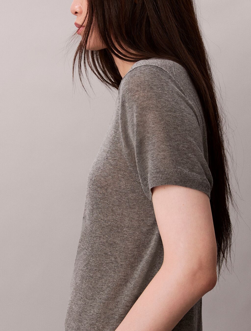 Fine Gauge Viscose Jumper, B30 Grey Heather, hi-res