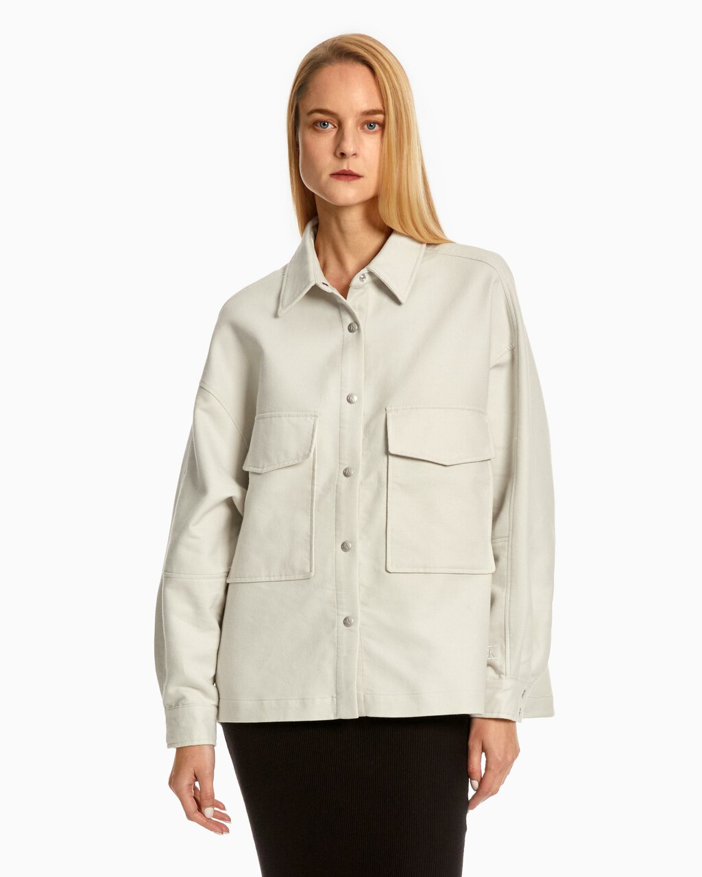 Relaxed Cotton Shacket, Stratus Grey, hi-res