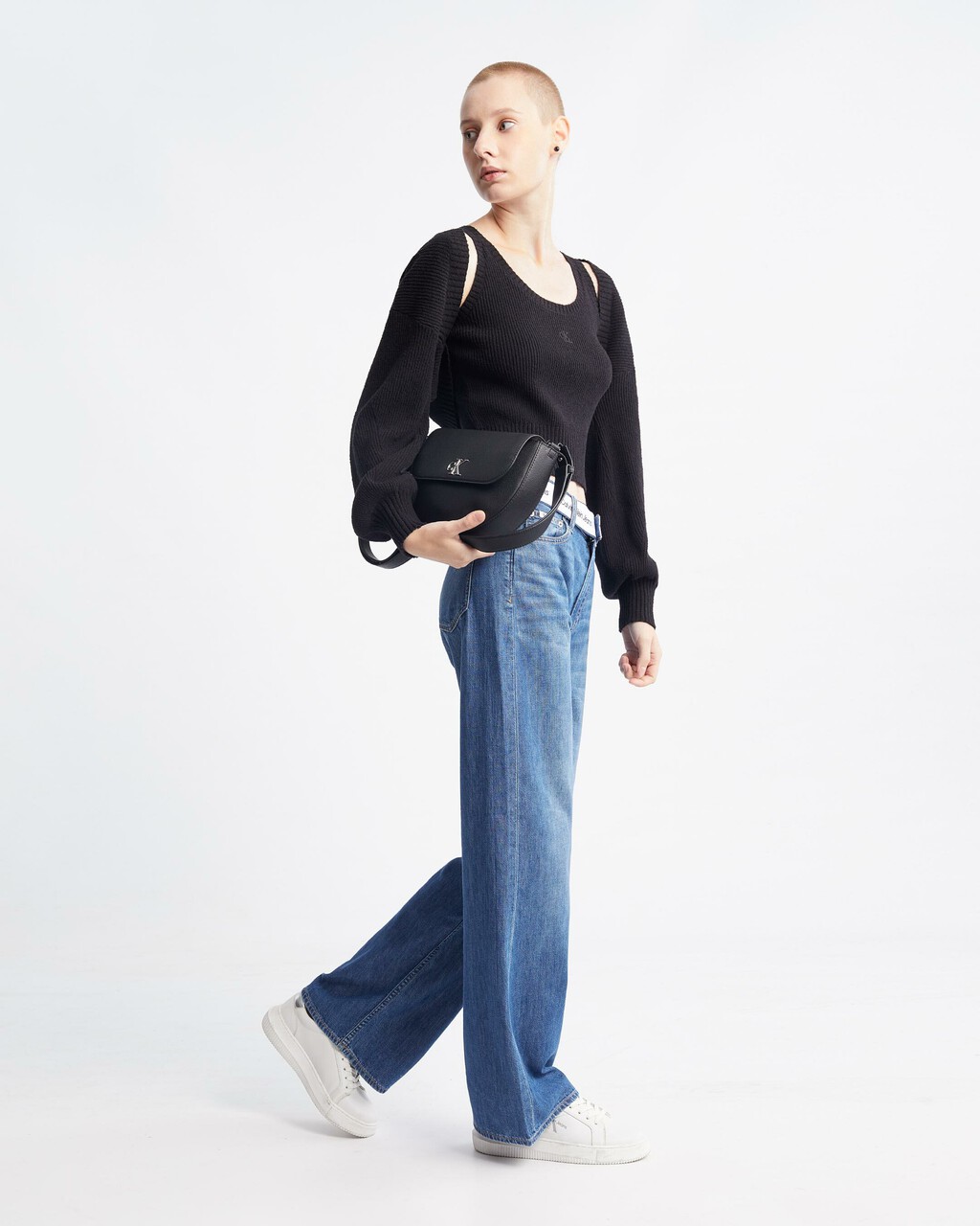 Ckj Minimal Monogram 馬鞍袋, BRIGHT WHITE, hi-res