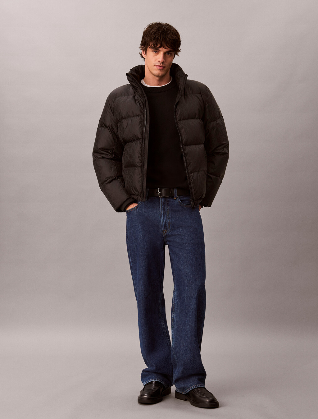Logo Down Puffer Jacket, Black, hi-res
