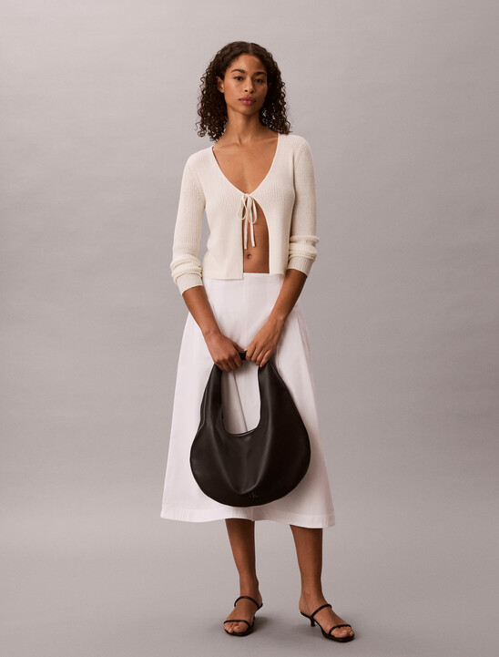 Linen Blend Tie Front Cardigan