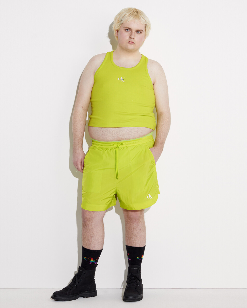 Pride Capsule Rib Knit Tank Top, Lemon Lime, hi-res