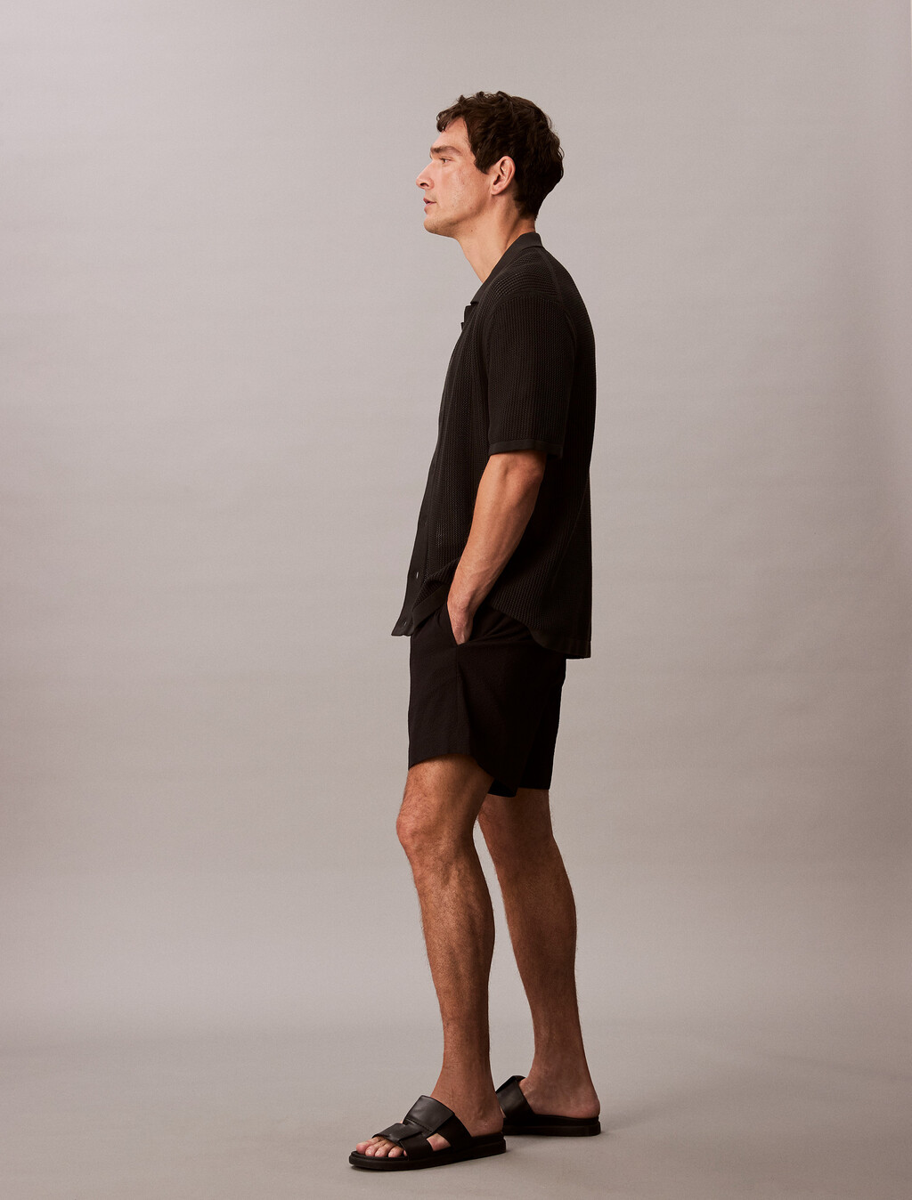 Seersucker Shorts, Black, hi-res