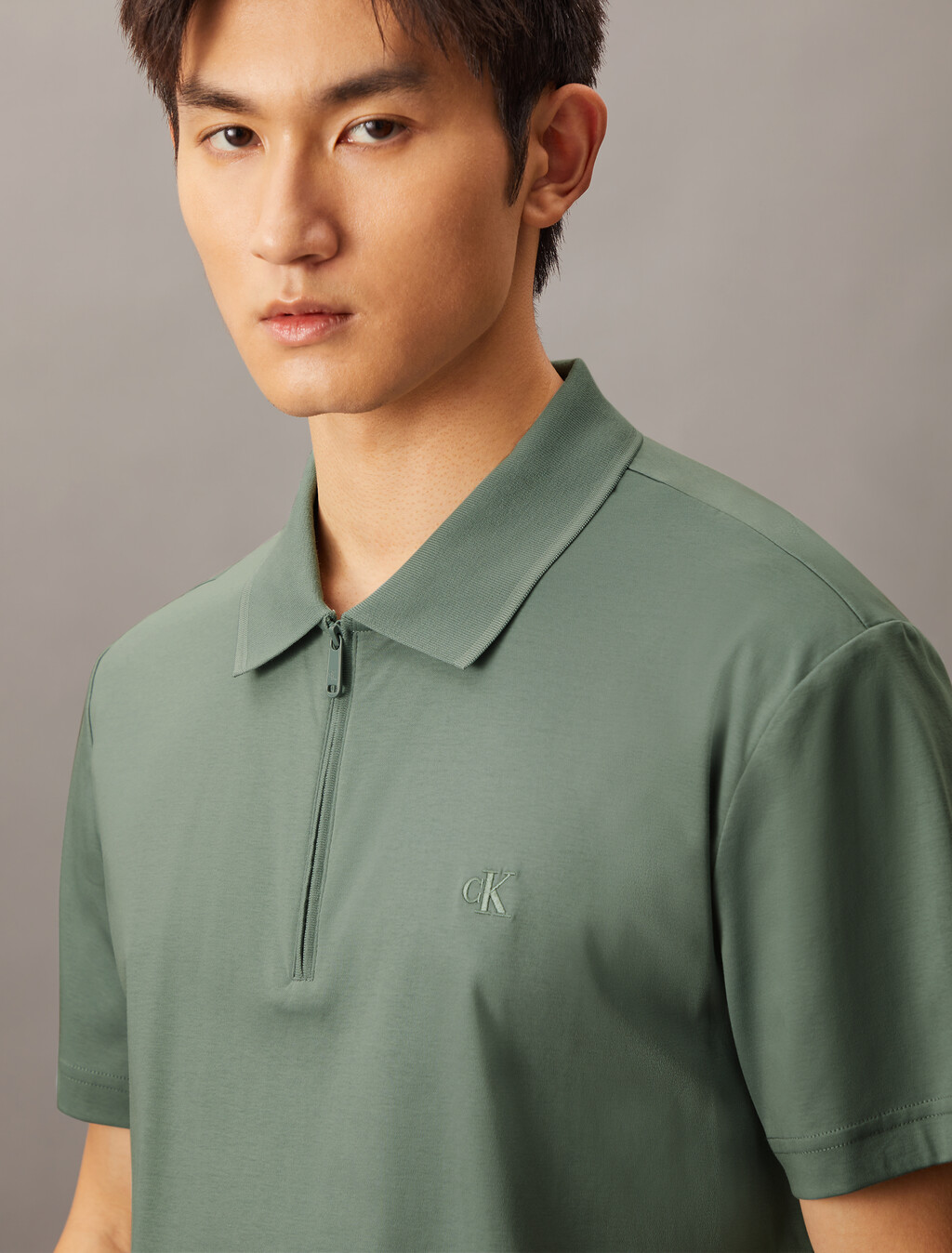 Smooth Cotton UV Protect Half Zip Pollo, Lead, hi-res