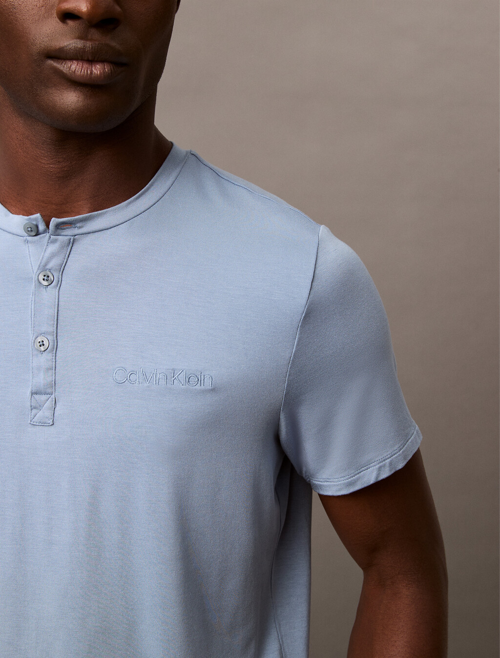 Ultra Soft Modal Henley Sleep T-Shirt, Faded Denim, hi-res