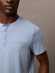Ultra Soft Modal Henley Sleep T-Shirt, Faded Denim, hi-res