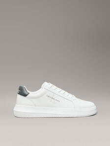 Leather Trainers, Bright White/Green Palm, hi-res
