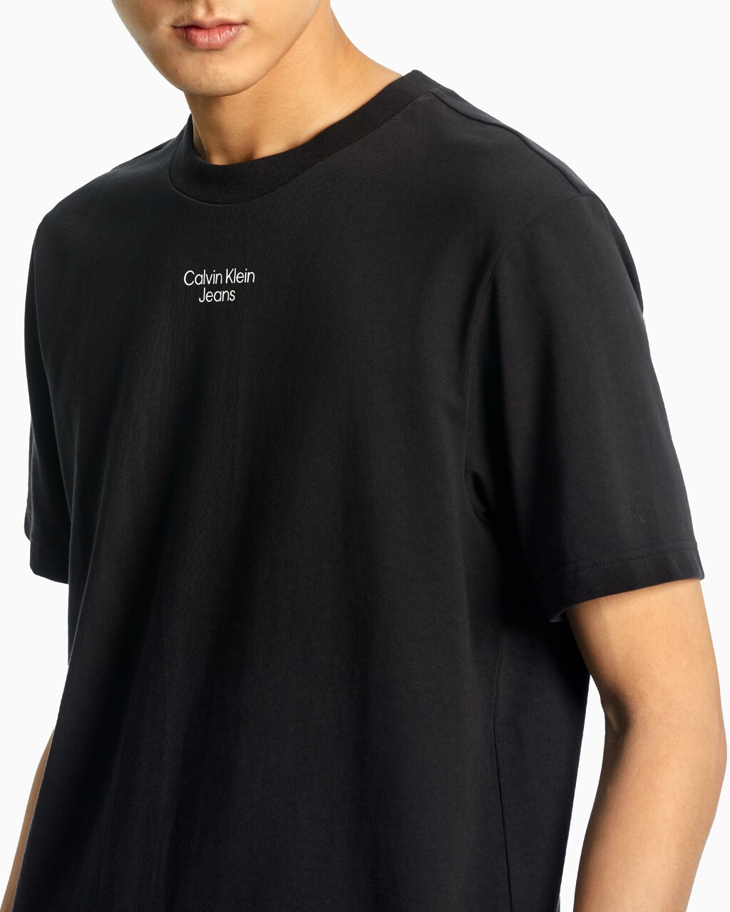 Stacked Micro Logo Relaxed Tee, Ck Black, hi-res