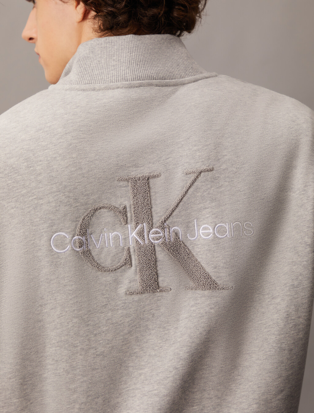 雪尼爾 Monogram 拉鍊領衛衣, Light Grey Heather, hi-res
