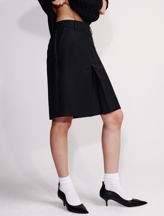 Wool Blend Tailored Skirt