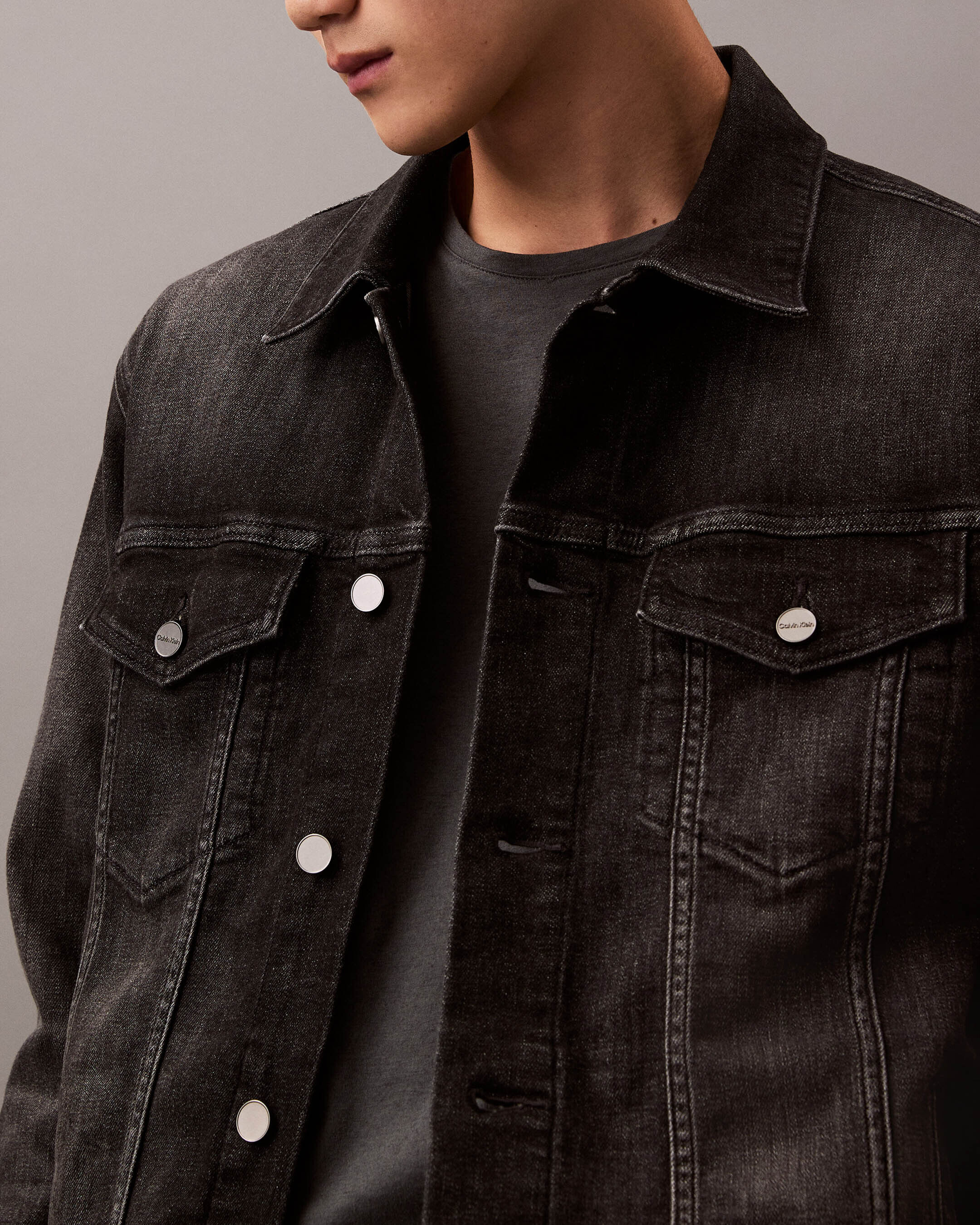 ジャケット・アウター Cashmere Denim Trucker Jacket Cashmere Denim Trucker Jacket | black | Calvin Klein Hong Kong
